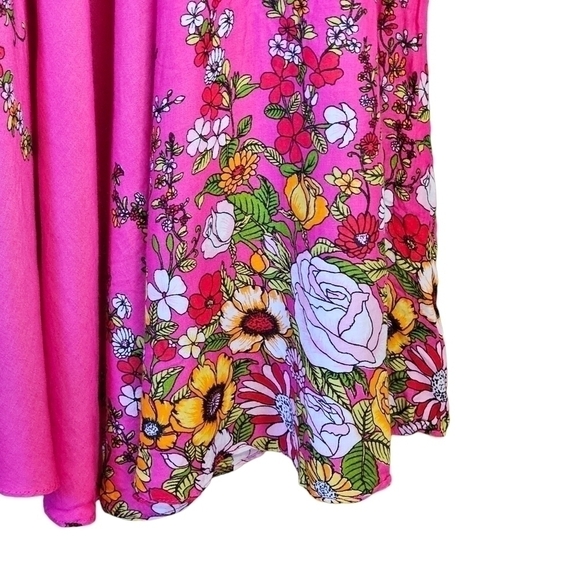 CONVERTIBLE Crochet Top Pink Floral Midi Dress Maxi Skirt Size M - Picture 5 of 16